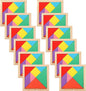 Meooeck 12 Pack Tangrams Wooden Puzzles Tangrams Classroom Set for Kids Shape Puzzles Brain Logic Blocks for Games Educational Gifts for Adults Kids Ages 4-8 8-12(Notch Style)