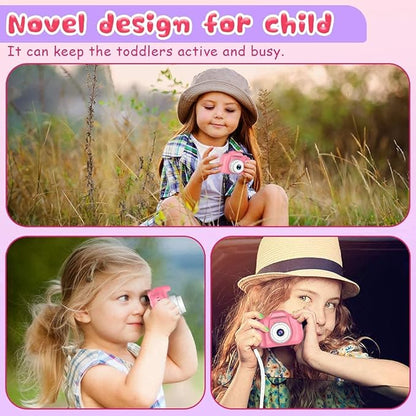 Upgrade Kids Selfie Camera, Christmas Birthday Gifts for Girls Age 3-9, HD Digital Video Cameras for Toddler, Portable Toy for 3 4 5 6 7 8 Year Old Girl with 32GB SD Card (Pink