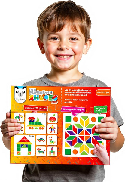 Magnetic Tangram Puzzle Educational Toy| 200 Patterns, 44 Magnet Tangram Pieces with Board, Pattern Book & Display Stand | STEM Learning Toys for Toddlers Ages 4 5 6+ Years|Gifts for Girls & Boys