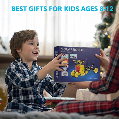 AESGOGO STEM Projects for Kids Ages 8-12, Solar Robot Science Building Kits, Birthday Gifts for 8 9 10 11 12-16 Year Old Boys Girls Teens, Robotics Powered by Sun or Battery(Not Include).