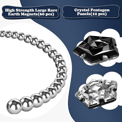 LAFFTRAK Magnetic Fidget Sphere Magnet Toys - Crystal Black - Magnets Sensory Toys - 12 Piece Set - Creativity Beyond Imagination, Inspirational, Recreational, Fun Desk Toy for Adults