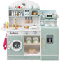INFANS Kids Kitchen Playset, Toddler Wooden Kitchen Pretend Cooking Toy Set with Coffee Maker Ice Machine Dishwasher Microwave Storage Cabinet, Simulation Play Kitchen for Boys Girls 3+ (Blue)