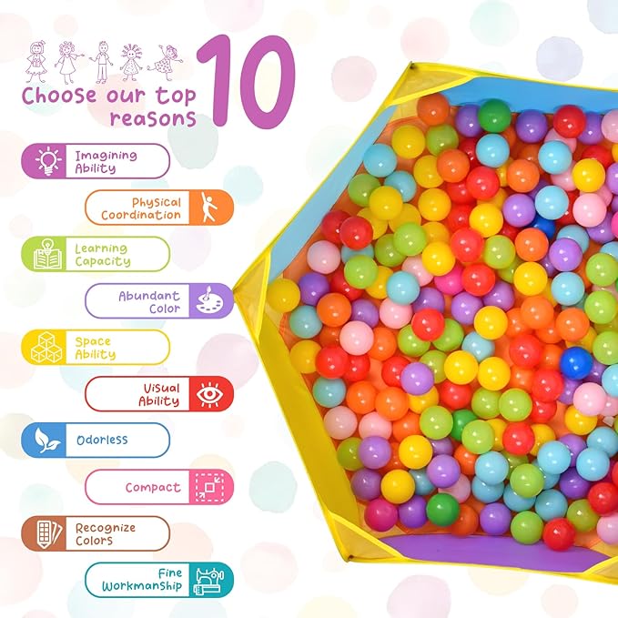 Eocolz Kids Ball Pit Large Pop Up Childrens Ball Pits Tent for Toddlers Playhouse Baby Crawl Playpen with Basketball Hoop and Zipper Storage Bag, Balls Not Included (1M Multicolor)