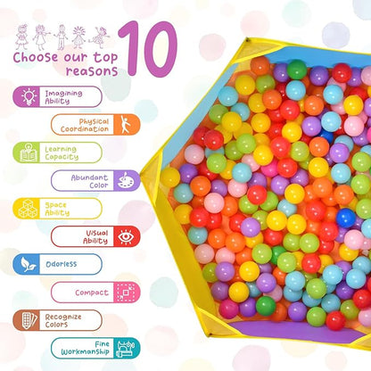 Eocolz Kids Ball Pit Large Pop Up Childrens Ball Pits Tent for Toddlers Playhouse Baby Crawl Playpen with Basketball Hoop and Zipper Storage Bag, Balls Not Included (1M Multicolor)