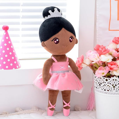 Gloveleya Ballet Dolls Baby Girl Gifts Plush African American Ballerina Doll Bronze 13"