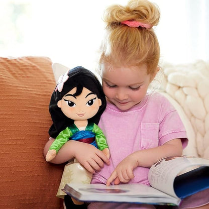 DISNEY STORE Official Princess Plush Doll, Mulan, Medium 14 Inches, Soft Plushy with Embroidered Features, Princess Toys for Girls, Disney Dolls, Stuffed Animals for Girls