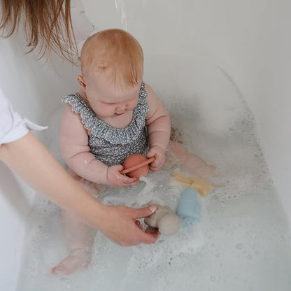 mushie Space Bath Toys Play Set for Toddlers | 100% Food Grade Silicone | Mold Free, Pack of 4