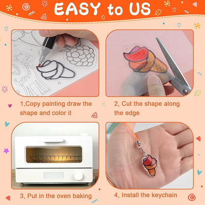 NACHLYNN Shrinky Plastic Sheets Kit 171Pcs Christmas Heat Shrink Sheets Shrinky Art Dink Keychain Kit for Kids Crafts Making Christmas Party Favors Supplies (Conventional)