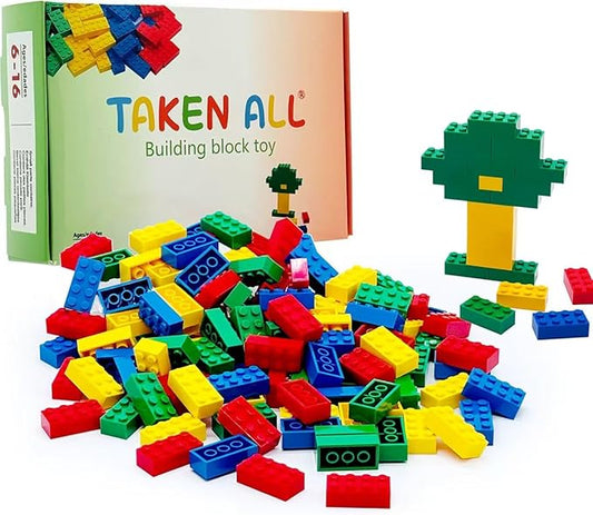 120Pieces Classic Building Bricks Blocks Toy Set 2x4 MOC Building Basic Bricks Parts and Pieces Compatible with Major Brands Construction Toys for Kids 6 yr+ (Red, Yellow, Blue, Green)