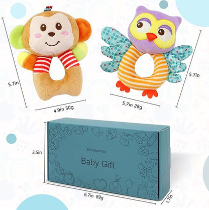 BLOOBLOOMAX Sock rattles for Babies 0-24 Months Baby Animal Foot Finder Educational Toys
