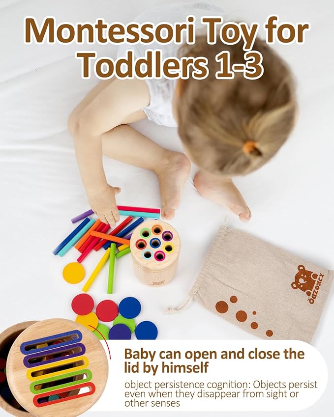 Wooden Learning Color Sorting Toys for Toddlers Sensory Sorting Coin Box Toys for Toddlers 1-3 Fine Motor Skills and Matching Games for Toddler Learning Toys