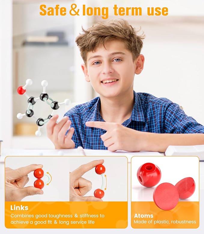 Organic Chemistry Model Kit with P Orbitals-307 PCS,Portable Molecular Model Kit for Chemistry Classes,Atomic Element Model Set for Organic＆Inorganic Learning,Supply to Students ＆ Teachers