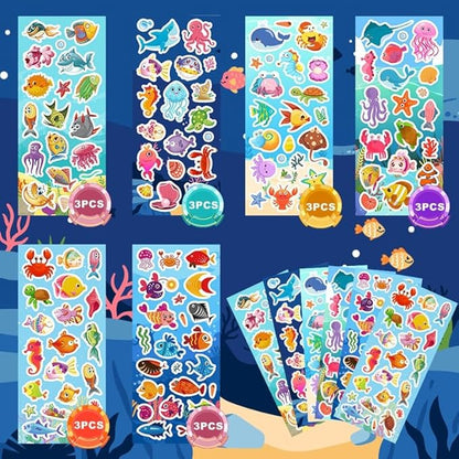 36 Sheets Ocean Stickers for Kids, 700+ Under The Sea Fish Animal Stickers for Scrapbooking, Water Bottles, Kids Party Favors,Crafts Decorations