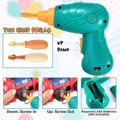 Take-Apart Electric Building Toys Car, Toddler & Kids Tool Set with Motor & Electric Drill, STEM Educational Construction Toy for Ages 3+, Enhances Hands-On Skills for Preschool & Kindergarten Boys
