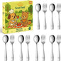 Toddler Eating Utensils Set,Set Of 12 Food Grade Stainless Steel Silverware Sets For Kids,Dishwasher Safe Children Small Metal Spoons And Forks Flatware Sets