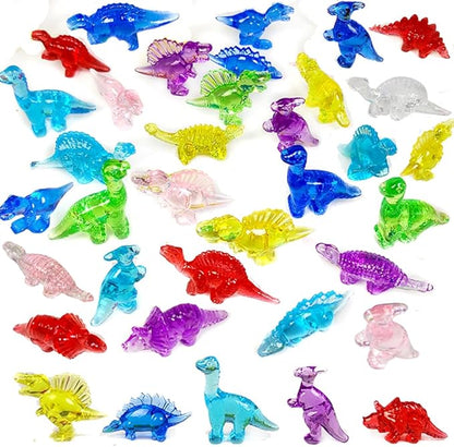 HappyFiller 55 Pcs Mini Acrylic Dinosaur Figures Resin Animals Dinosaurs to Hide,Tiny Sensory Bin Filler,Party Favors Perfect for Collectors,Vase Fillers,Mixed Color,Beach Theme Party Decorations