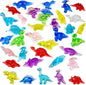 HappyFiller 55 Pcs Mini Acrylic Dinosaur Figures Resin Animals Dinosaurs to Hide,Tiny Sensory Bin Filler,Party Favors Perfect for Collectors,Vase Fillers,Mixed Color,Beach Theme Party Decorations