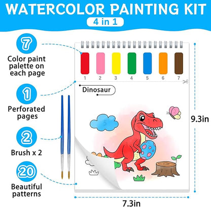 Paint with Water Coloring Books for Kids,Animal Theme Mess Free Watercolor Painting Papers Sets for Toddlers,Water Color Paint Kit,Art Craft Birthday Gift for Ages 1-3, 4-8