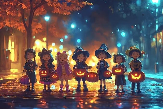 35 Pieces Puzzle Halloween Street, Adult Pumpkin Candy Basket Artwork | Creative Hd Matching Puzzle Paper Puzzle