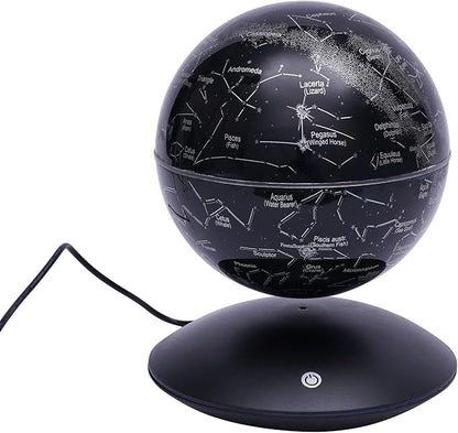 Floating Globe Magnetic Levitation with LED Color Changing Light and Touch Control, Magnetic Levitating Globe for Desk Office Home Decor Educational Gift for Men Father Boys Boss,Black