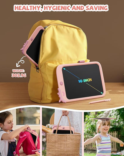 TEKFUN Girls Toys, LCD Writing Tablet for Kids, Doodle Board Dinosaur Toys, Travel Essentials Toys for 3 4 5 6 Year Old Boys Girls, Easter Birthday Christmas Gifts (10inch Pink)