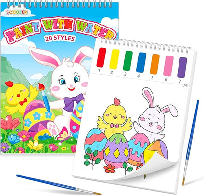 Paint with Water Coloring Books for Toddlers, Easter Theme Mess Free Watercolor Painting Papers for Kids Water Color Paint Kit Art Craft Birthday Gift for Ages 1-3, 4-8