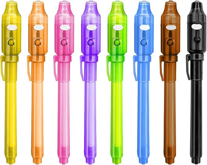 8PCS/36PCS Spy Pens Invisible Ink Pen with UV Light Magic Marker for Secret Message,Party Favors for 3+ Years Old Boys Girls,Birthday Christmas Halloween Party Goodies Gift Toy