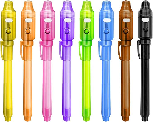 8PCS/36PCS Spy Pens Invisible Ink Pen with UV Light Magic Marker for Secret Message,Party Favors for 3+ Years Old Boys Girls,Birthday Christmas Halloween Party Goodies Gift Toy