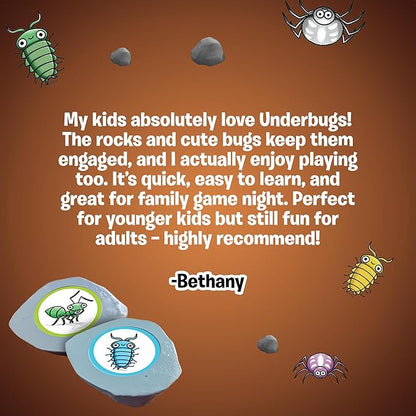UnderBugs – Memory Card Game for Kids - Ages 4+ - Bug Matching Fun Family Game – 16 Rock, 20 Magnifying Glass Cards, Educational Puzzle Game for 2-4 Players