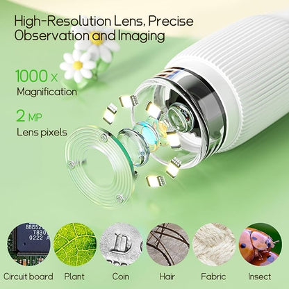 Microscope for Kids - Portable Handheld Magnifying Glass for Girls | Mini Digital Microscope for Boys Educational Science Toys | Age 3 4 5 6 7 8 9 10 11 Years Old Kids Christmas Birthday Gifts