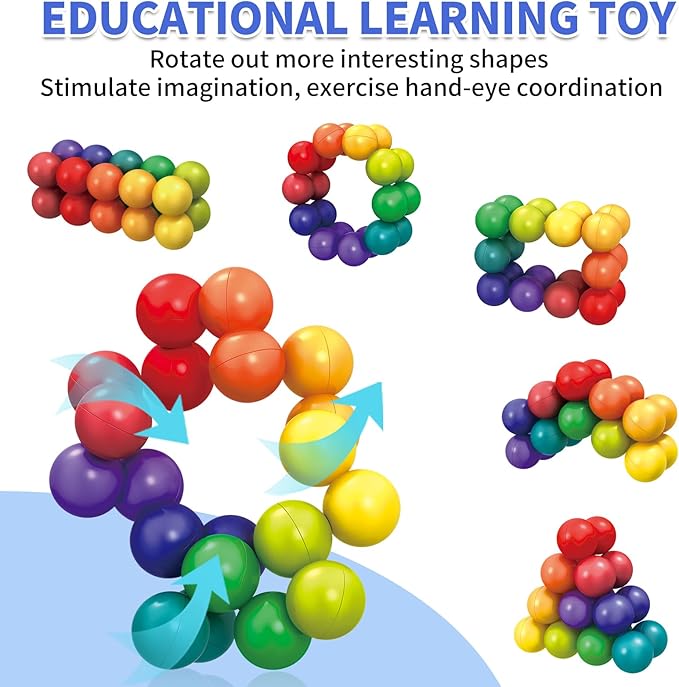 Autism Sensory Toys for Autistic Children, 2 Pack Fidget Toys for Kids Adults, Autistic ADHD Rainbow Ball Stress Toy, Stocking Stuffers Airplane Car Travel Essentials Calm Down Toddler Activities Toy