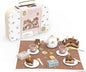 Speedy Monkey Birthday Tea Set for Kids – FSC Wooden Pretend Play Tea Party & Food Set with Teapot, Cups, Cake & Tea Bag – Toddler Girls Imaginative Role Play Kitchen Toy – Colorful Gift for Dollhouse