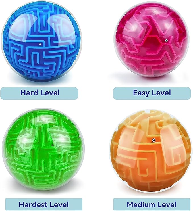 2 Pack 3D Puzzle Maze Ball, Memory Sequential Gravity Cube Balls Educational Toys for Kids Teens & Adults, Hard Challenges Game Lover Tiny Balls Brain Teasers Game Gifts