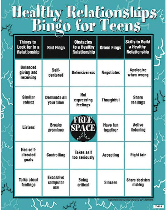 Wellness Reproductions & Publishing Healthy Relationships Bingo for Teens