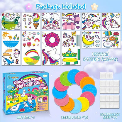 V-Opitos Arts and Crafts Kits for Kids, 12 Pack Paper Plate Crafts for Toddlers Age of 2, 3, 4, 5 Years Old, Fun Preschool Classroom Activity Project for Boys & Girls