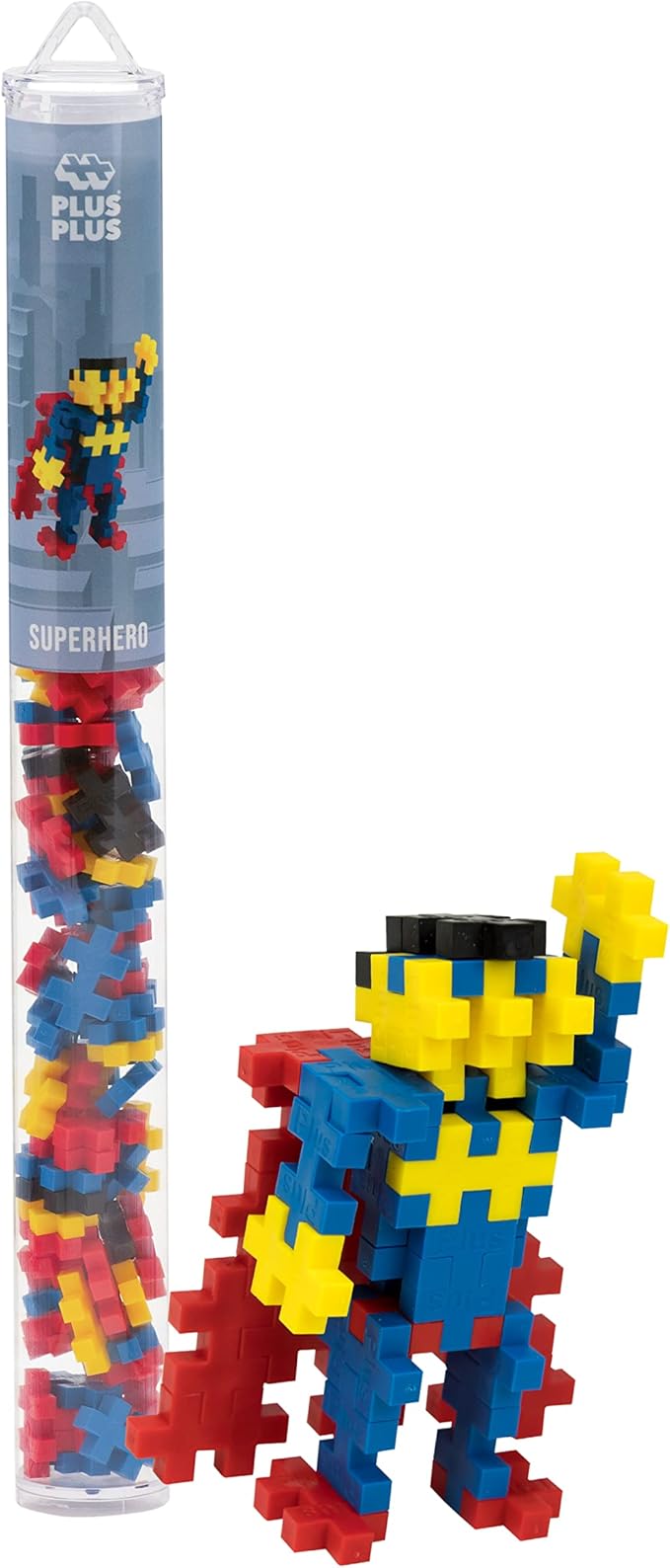 Plus Plus 3D Puzzle Cryptid Construction Building Block Set, Fun Fantasy Figures Stem Toys for Kids, 70 Interlocking Pieces - Superhero Mini Maker Tube