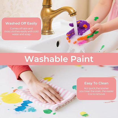 18 Colors Large Washable Paint Set for Kid (8.45oz,250 ml), Bulk Paint Supplies Non Toxic Children Tempera Paint for Art, Craft, DIY, Poster & Finger Paint, Face, School Home Classroom Party