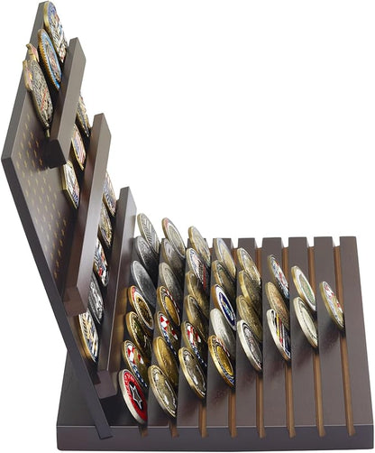PiaoHao Challenge Coin Display Stand Military Coin Holder Wooden Rack Holds 80 Coins