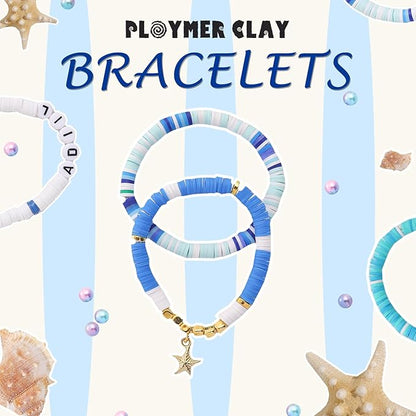 ADIIL 7200pcs Clay Beads Bracelet Making Kit, 6mm Polymer Heishi Beads for Jewelry Making, Friendship Bracelet Kit Birthday Gift for Adults Blue