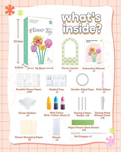 Paper Flowers for Crafts, Arts and Crafts for Kids Ages 8-12, Paper Flowers Science Kits, DIY Color Changing Flower Educational STEAM Toys, Christmas Birthday Gifts for Girls Age 5 6 7 8 9 10 11 12