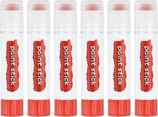 PATIKIL Tempera Paint Sticks, 6 Pcs Solid Tempera Paints Sticks Washable Bulk Markers Pen Quick Drying for Artists Beginners Art Supplies, Orange Red