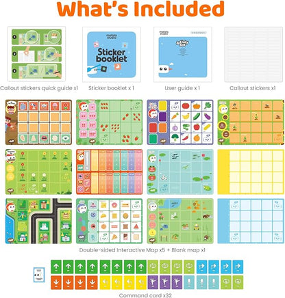 Activity Box, Add-on for Talebot Coding Robot with 6 Double-Sided Interactive Cards with 10 Themes, 98 Stickers, 32 Command Cards, Educational STEM Games for Kids Aged 3-5