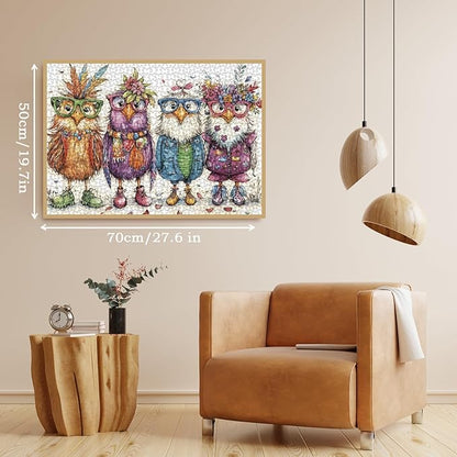 Colorful Chicken Puzzles for Adults 1000 Pieces, Funny Pretty Bird Jigsaw Puzzles, Cute Animal Art Puzzles
