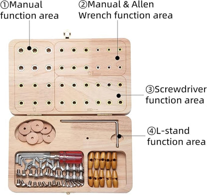 Wooden Pegboard for Finger Dexterity, Upgraded 36-Hole Wooden Hand Therapy Peg Board with Multifunctional Test Kit, Occupational Therapy Toys to Improve Fine Motor Skills and Hand-Eye Coordination