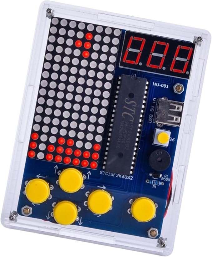 DIY Electronic Game Console Soldering Practice Kit, 4-in-1 Retro Games, LED Matrix Display, Educational Soldering Practice Project