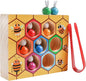 Toddler Fine Motor Skill Toy, Clamp Bee to Hive Matching Game, Montessori Wooden Bee Hive Toys, Wood Color Sorting Puzzle Early Learning Preschool Educational Gift for 3 4 5 Years Old Kids