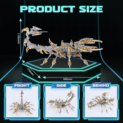 3D Metal Scorpion Puzzle - Laser-Cut DIY Challenge, Lifelike Collectible Decor for Adults & Teens, for Puzzle Enthusiasts & Nature Lovers(Gold)