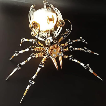 Metalkitor Steampunk Spider Desk Lamp - 3D Metal Puzzle with Light, 512 Pieces DIY Assembly Kit for Kids and Adults - Brain Teaser Desk Ornament