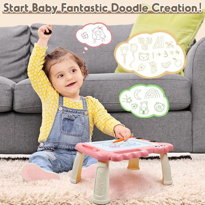 AiTuiTui Magnetic Drawing Board Toddler Toys with Legs for Girls Boys, Color Sketch Writing Scribble Doodle Pad Travel Games, Educational Learning Kids Toys for Toddlers Birthday (Pink)