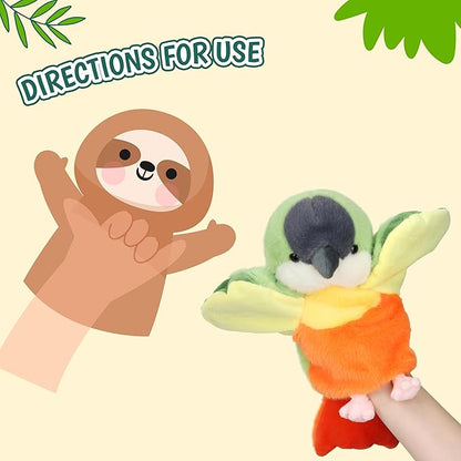Easfan Green Parakeet Parrot Hand Plush Puppet Cute Bird Interactive Storytelling Cute Soft Plush Toy Creativity and Imagination Easter Christmas Birthday Gifts for Toddlers Kids,11.5’’